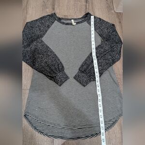 Striped Long Sleeve Top - Black and Gray